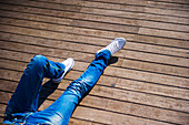 'Laying on a wooden surface; Barcelona, Spain'