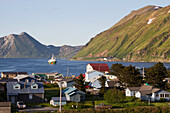 Greenpeace ship Esperanza anchored in Unalaska Bay, Alaska.