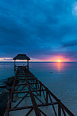 'Old abandoned pier at dusk; Republic of Mauritius'