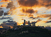 'San Gimignano at sunset; San Gimignano, Tuscany, Italy'