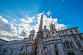 'Obelisk, fountain and church in Piazza Navona; Rome, Lazio, Italy'