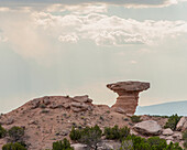 'Camel Rock, a landmark between Sante Fe, New Mexico and Taos, Pueblo of Tesuque lands; Espanola, New Mexico, United States of America'