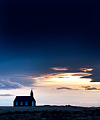 Budir Church at sunrise, hamlet on Budir in Stadarsveit on the Snaefellsnes Peninsula, Iceland, Polar Regions