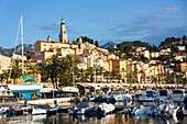 Old town of Menton and marina, Alpes-Maritimes, Provence-Alpes-Cote d'Azur, French Riviera, France, Europe
