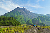 Hikers at Mount Merapi, Java, Indonesia, Southeast Asia, Asia
