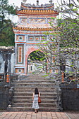 Woman at Tomb of Tu Duc, UNESCO World Heritage Site, Hue, Thua Thien-Hue, Vietnam, Indochina, Southeast Asia, Asia