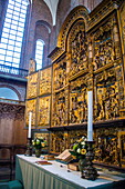 Golden altar in the Cathedral of Roskilde, UNESCO World Heritage Site, Roskilde, Denmark, Scandinavia, Europe