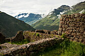 View from Inca Citadel of Pisac Ruins, Pisac, Sacred Valley, Peru, South America