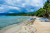 Sandy beach in front of the entrance to the New wonder of the world, the Puerto Princesa underground river, UNESCO World Heritage Site, Palawan, Philippines, Southeast Asia, Asia