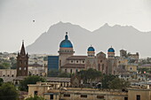 View over the town of Keren and the church of St. Anthony in the center, in the highlands of Eritrea, Africa