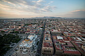 View from Torre Latinoamerica at dusk over Mexico City, Mexico, North America