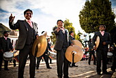 Musicians, Fiesta de la Virgen de la Candelaria, Copacabana, Lake Titicaca, Bolivia, South America