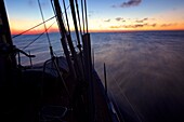 Foredeck of a sailing boat, yacht on the sea, Sailing