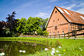 Farmhouse and pond, Bendfeld, Probstei, Schleswig-Hostein, Germany