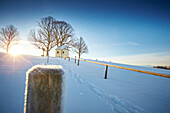 Maria-Dank-Kapelle im Winter, Degerndorf, Münsing, Oberbayern, Bayern, Deutschland