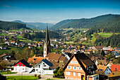 View of Baiersbronn, district of Freudenstadt, Black Forest, Baden-Wuerttemberg, Germany