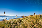 Beach and Steenodde village, Amrum Island, North Frisian Islands, Schleswig-Holstein, Germany