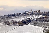 Panzano in Chianti, snow-covered Chianti wine area, Tuscany, Italy
