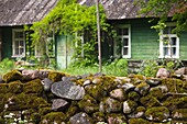 Estonia, Western Estonia Islands, Muhu Island, Koguva, Muhu Open Air Museum, fishing village stone wall