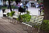 Dominican Republic, Santo Domingo, Zona Colonial, Parque Colon park, dusk