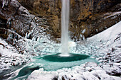 Leuenfall, Switzerland, canton Appenzell, Innerrhoden, Bach, waterfall, ice, , , , icicle, winter, cold, rock, cliff,