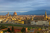 Florence, Italy, Europe, Tuscany, town, city, houses, homes, churches, cathedral, dome, morning light