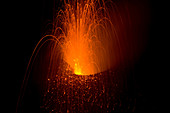 Stromboli, Italy, Europe, Lipari Islands, island, isle, volcano, crater, volcano eruption, eruption, lava, glowing, heat, night