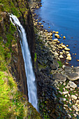 Mealt Falls, Great Britain, Scotland, Europe, island, isle, Skye, sea, coast, steep coast, brook, waterfall, rock, cliff,