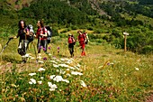 Canal Roya walkers Huesca Pyrenees Pyrenees Mountains Spain.