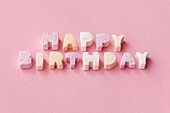 Candies spelling out Happy Birthday