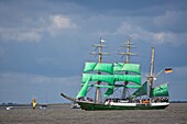 Three-masted schooner Alexander von Humboldt at the sail festival in Bremerhaven, Germany, Europe