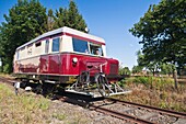 Vintage rail bus Schweineschnaeuzchen, Lower Saxony, Germany, Europe