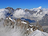 Chamonix,The Chamonix Aiguilles high in the French Alps above the city of Chamonix in France