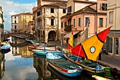 Traditional Sail Fishing Boats on Riva Vena canal - Chioggia - Venice - Italy