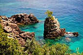 Sedimentary Rock formations of the cliffs of Paleokastritsa Corfu, Greek Ionian Islands