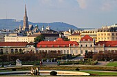 Austria, Vienna, skyline, Belvedere Garden, Unteres Belvedere Palace.