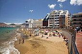 Playa de las Canteras beach, Las Palmas de Gran Canaria, Canary Islands, Spain, Europe.