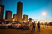 Cars during the Carnival. Malecon sea front boulevard. La Havana. Cuba.