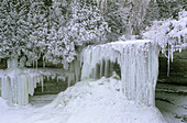 Bridal Veil Falls in winter, Kagawong, Ontario, Canada.
