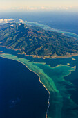 Aerial view, island of Raiatea, French Polynesia.