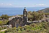 A trtaditional stone built chapel on the eastern side of the Deep Mani, overlooking the coast between Lagia and Agios Kiprianos, Southern Peloponnese, Greece