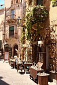 Antique shops in the main street Taormina, Sicily