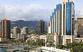 Hawaii, Oahu, Honolulu, skyline, general view,.