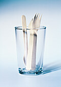 Glass with wooden cutlery, Cutlery