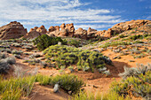 Sandsteinformationen im Devils Garden, Arches National Park, Utah, USA