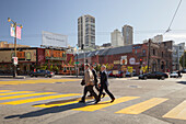 gelber Zebrastreifen, Columbus Avenue, Filbert Street, San Francisco, Kalifornien, USA