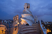 Casa Mila, La Pedrera, Dach, Kamine, Modernisme, Jugendstil, Architekt Antonio Gaudi, UNESCO Welterbe, Passeig de Gracia, Stadtviertel Eixample, Barcelona, Katalonien, Spanien, Europa