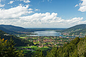 Rottach-Egern and Tegernsee seen from Wallberg, Tegernseer Berge, Mangfall mountains, Bavarian Alps, Upper Bavaria, Bavaria, Germany, Europe