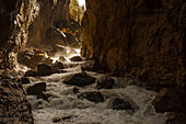 Partnachklamm, Schlucht der Partnach, Wildbach, Reintal, Garmisch-Partenkirchen, Werdenfelser Land, Bayerische Alpen, Oberbayern, Bayern, Deutschland, Europa