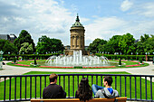 Water tower on Friechrich Square, Mannheim, Baden-Wuerttemberg, Germany